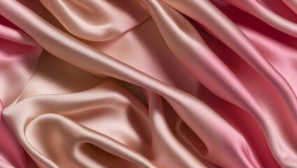 Obraz premium Pink and Cream Silk Fabric Background Wallpaper: A combination of pink and cream silk fabric with soft draping creates a light and airy atmosphere. Perfect for a bright and sophisticated background