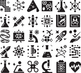 black and white icons set