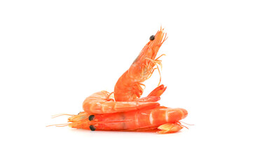 Red cooked prawn  isolated on white background as package design element