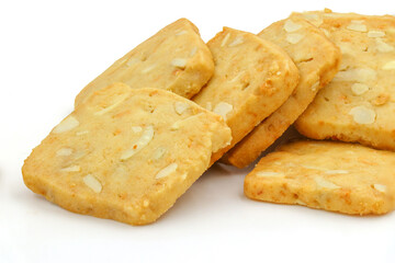 Mixed Cheese Cookies Nuts isolated on white background