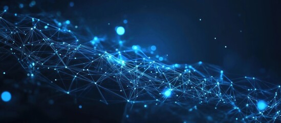 Abstract Blue Network with Glowing Points