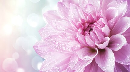 Obraz premium A close up of a pink flower with water droplets on it