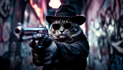 Gangster Cat in the Alley