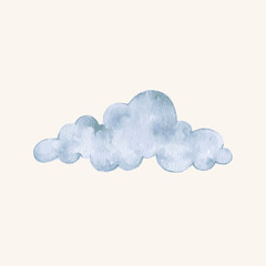 Hand Drawn Cute Fluffy Cloud in Pastel Color Illustration