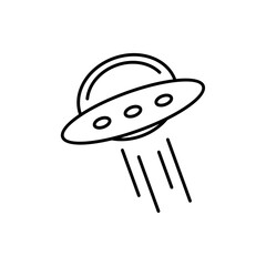 mini ufo icon, line vector isolated on white background. trendy and modern design