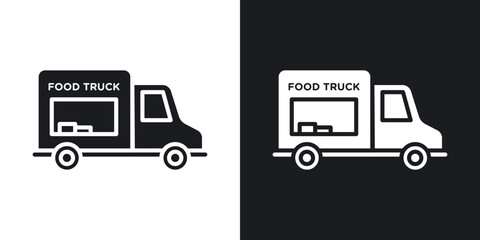 Food truck icons in flat style