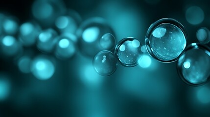 Teal Spheres Floating in a Dark Blue Background