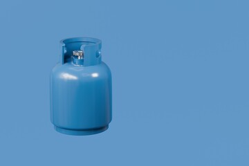 3d LPG fuel gas tank cylinder icon. Propane or butane. Kitchen equipment for cooking. Minimal Cartoon Blue gas container, LPG small bottle size isolated on transparent background. PNG. 3d render.