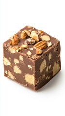 A Scrumptious Square of Chocolate Fudge with Almonds and Nuts - A Delightful Treat