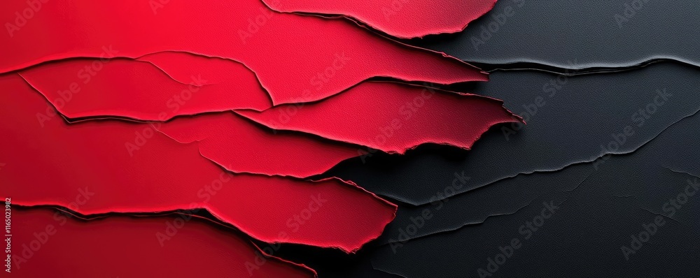 Aufkleber Torn abstract background concept. Abstract layers of red and black textures creating a striking visual contrast.