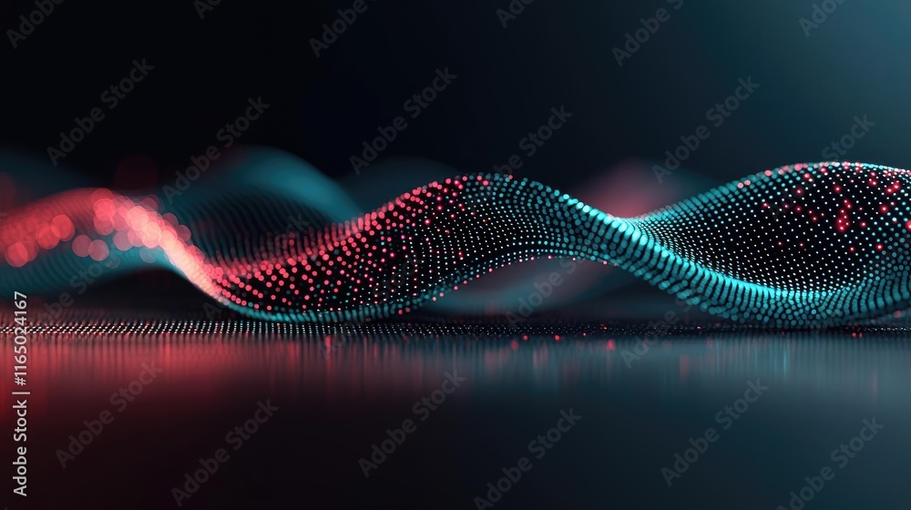Poster Noise abstract background idea. Abstract digital wave pattern, featuring vibrant red and blue colors in 3D.