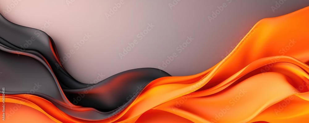 Poster Noise abstract background idea. Vibrant waves of orange and black fabric create a dynamic and modern background design.
