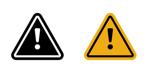 Warning sign vectors in flat style with exclamation point