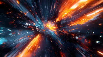An abstract illustration of space travel and hyper jumps in 3D.