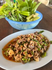 Thai food, strong flavors, spicy, duck salad