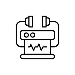 Defibrillator outline icons, minimalist vector illustration ,simple transparent graphic element .Isolated on white background