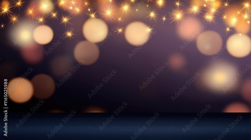 Poster Starry abstract background idea. A beautiful bokeh background with glowing lights creating a festive atmosphere.