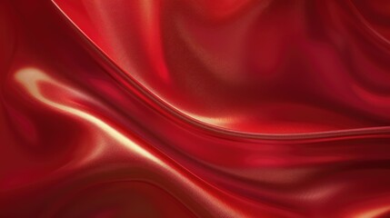 Obraz premium A close-up of flowing red satin fabric, showcasing its smooth texture and sheen.
