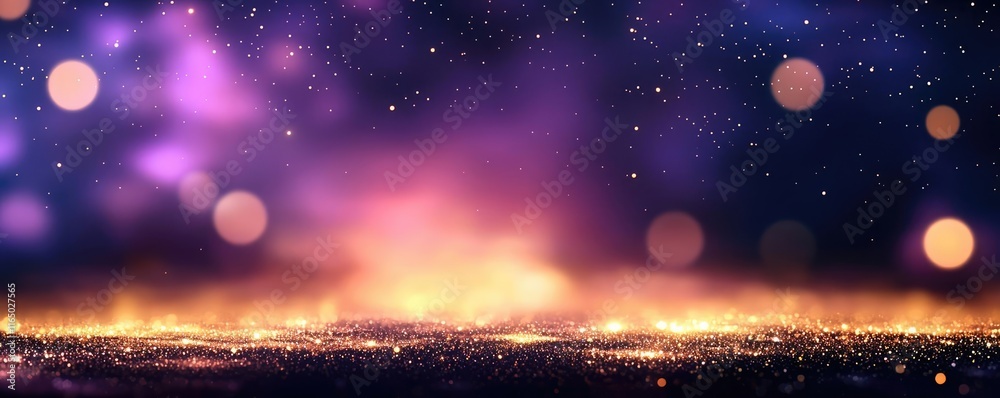 Poster Starry abstract background idea. A mesmerizing blend of colors and light, creating a dreamy abstract landscape.