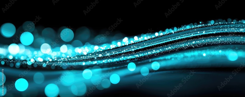 Aufkleber Starry abstract background idea. Abstract light pattern with glowing blue dots on a dark background. Ideal for design.