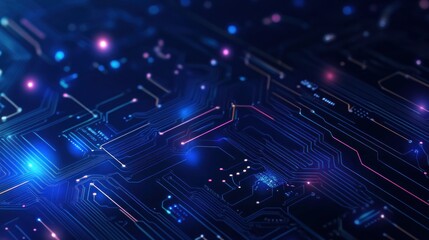 Abstract Circuit Board with Glowing Lines