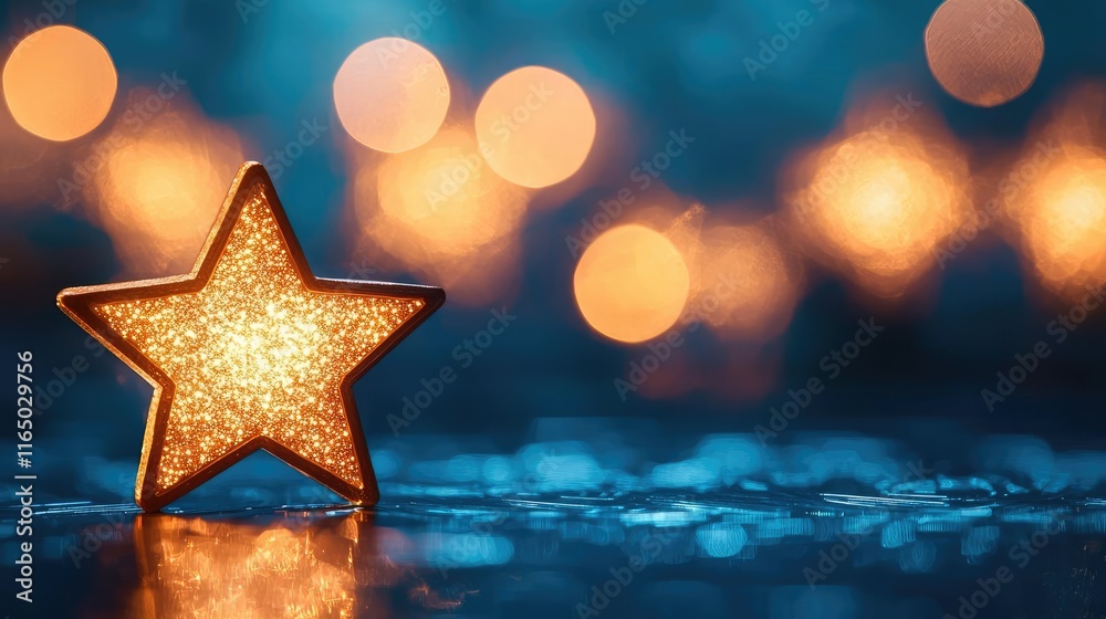 Poster starry abstract background idea. a sparkling star decoration shining bright against a blurred bokeh 