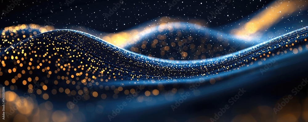 Poster Starry abstract background idea. Abstract wave of shimmering particles creates a mesmerizing visual effect.