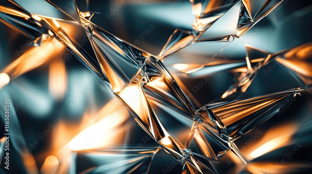 Poster Torn abstract background concept. An abstract composition of sharp, faceted shapes reflecting light in vibrant colors.