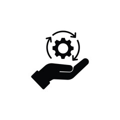 hand holding gear like optimize system icon.