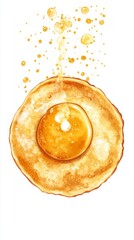 A Delectable Display of Golden Pancakes Drizzled with Sweet Syrup.  A Visual Feast for the Senses.  A Perfect Breakfast or Dessert.  A Masterpiece of Food Illustration.