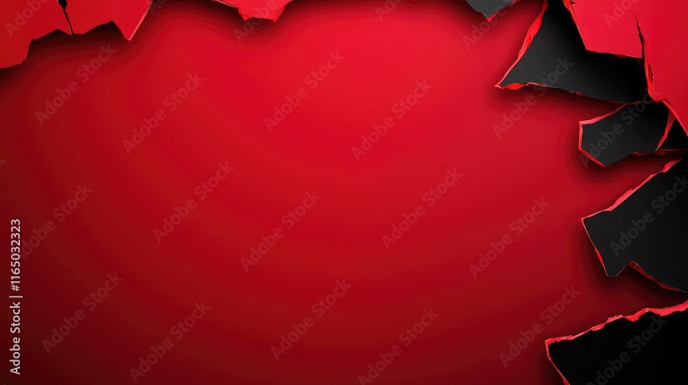 Poster torn abstract background concept. a vibrant red background with a textured black edge, perfect for g