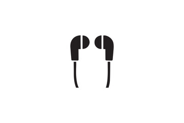 simple and unobtrusive earphone vector silhouette illustration isolated in white background
