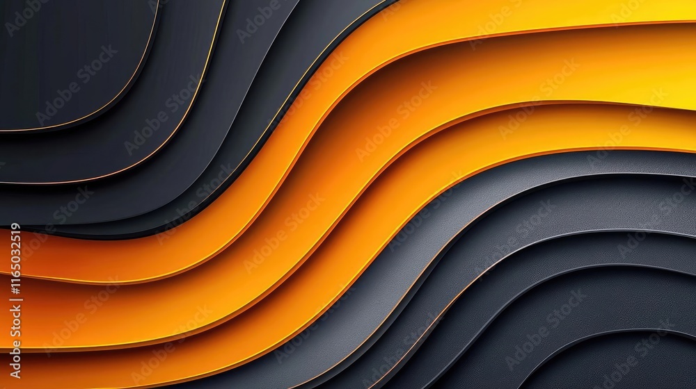 Poster Torn abstract background concept. Abstract wavy pattern in vibrant orange and black hues for modern design projects.