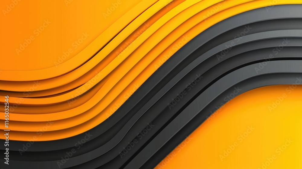 Poster Torn abstract background concept. Abstract wavy lines in orange and black create a modern and vibrant background design.