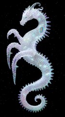 Iridescent crystal dragon with mosaic scales and curled tail. Ideal for fantasy art, jewelry design, or game asset.