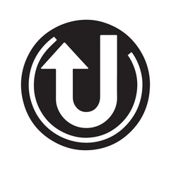 U turn road sign silhouette vector illustration