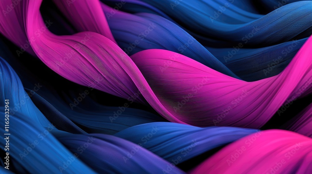 Poster Noise abstract background idea. Vibrant, flowing waves of blue and pink colors create a dynamic abstract pattern.