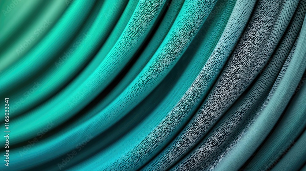 Fototapete Noise abstract background idea. Close-up of smooth, curved lines in shades of blue and green creating a modern abstract pattern.