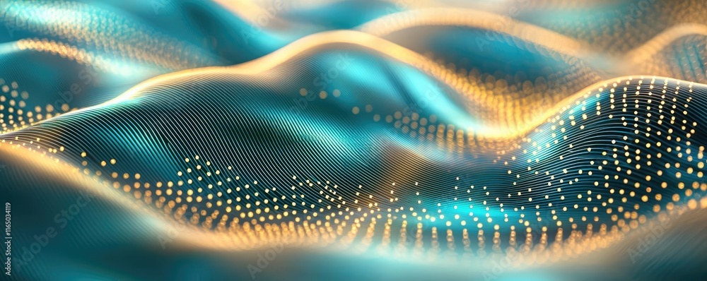 Poster Noise abstract background idea. Abstract digital wave pattern with vibrant colors and glowing particles.