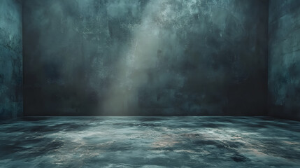 An abstract image of a studio dark room with a textured concrete floor illuminated by light.