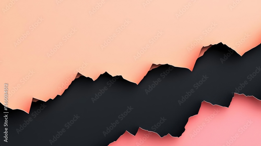 Aufkleber Torn abstract background concept. Creative layered paper texture in shades of pink and black for design projects.