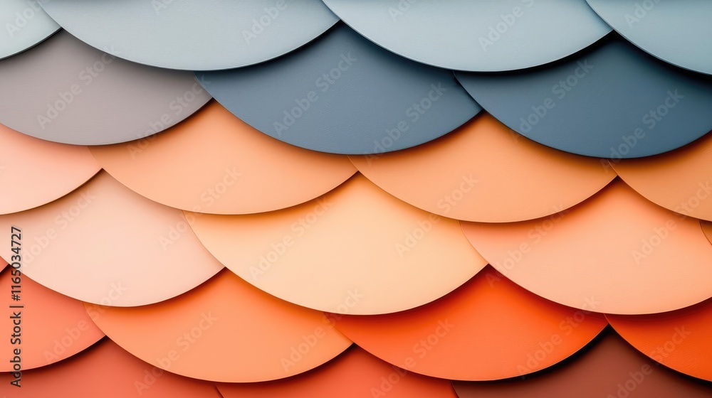 Poster Noise abstract background idea. Colorful architectural design featuring patterned overlapping scales in various hues.