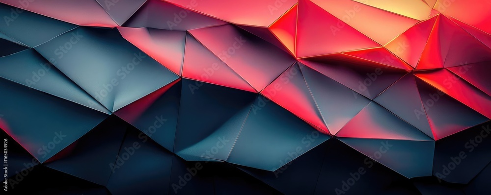 Poster torn abstract background concept. modern abstract polygonal background in vibrant red and blue hues.
