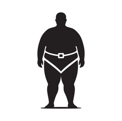 Overweight men silhouette vector illustration
