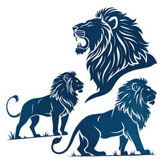 Majestic Lion Silhouette Vector Collection on White Background