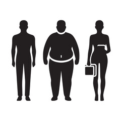 Overweight men silhouette vector illustration