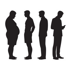 Overweight men silhouette vector illustration