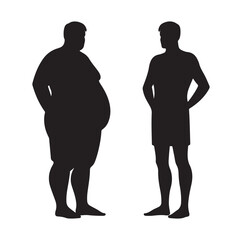 Overweight men silhouette vector illustration