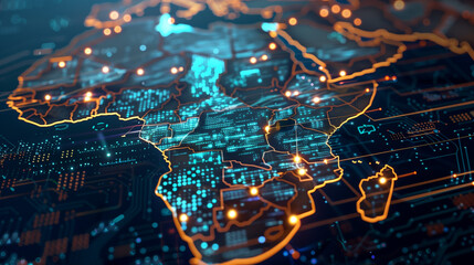 digital map of africa - concept of technological growth