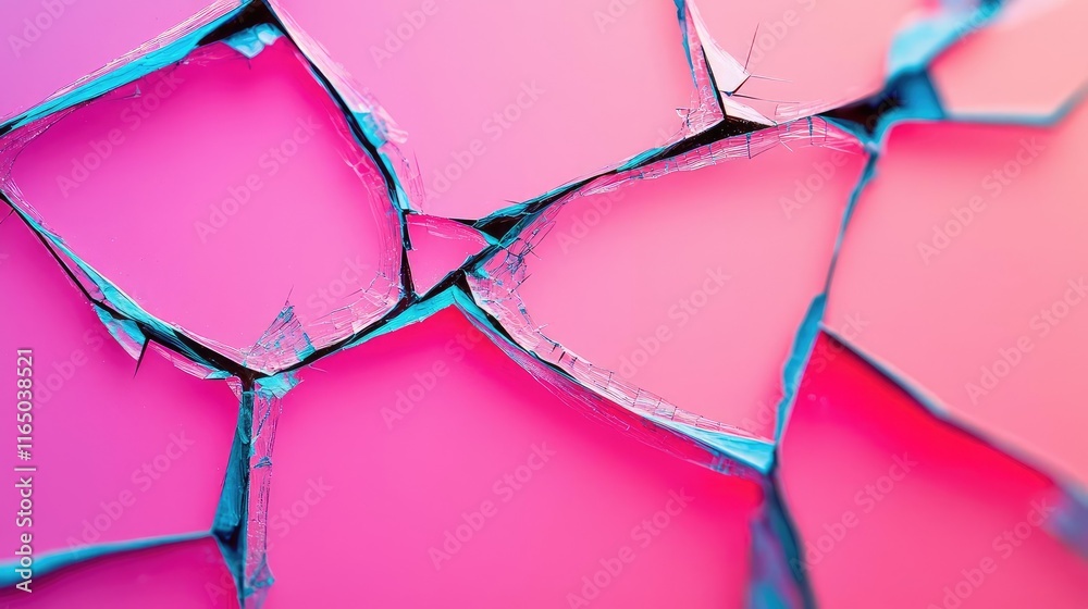 Poster torn abstract background concept. abstract colorful cracked surface with vibrant pink and blue tones